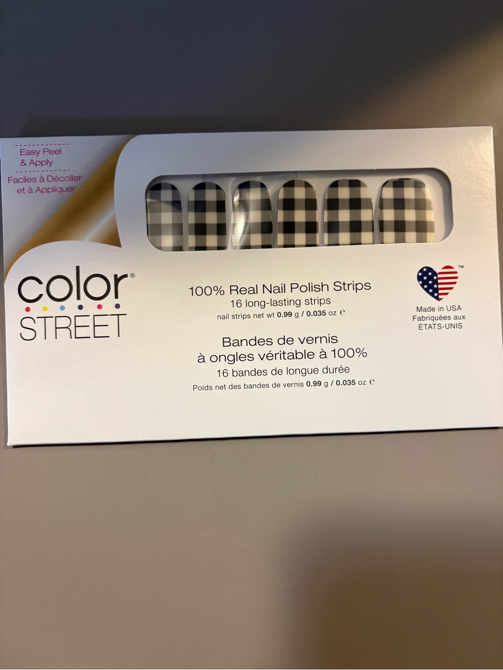 Color Street Black & White Buffalo Plaid Nail Strips